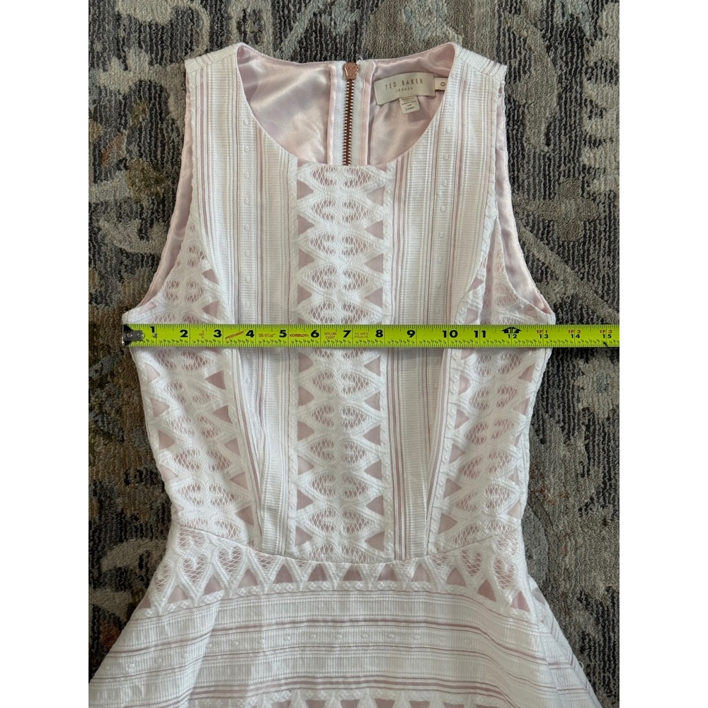 Ted‎ Baker Reinaa White Lace Midi Dress Pink Rose Gold Zip Size 0 WS7W GD3P - Picture 7 of 10